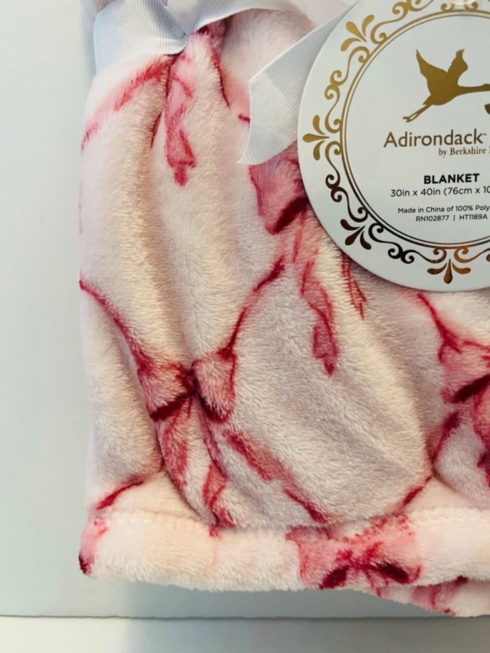 Adirondack Baby by Berkshire Blanket Pink with Dark Pink Bows - Picture 4 of 11